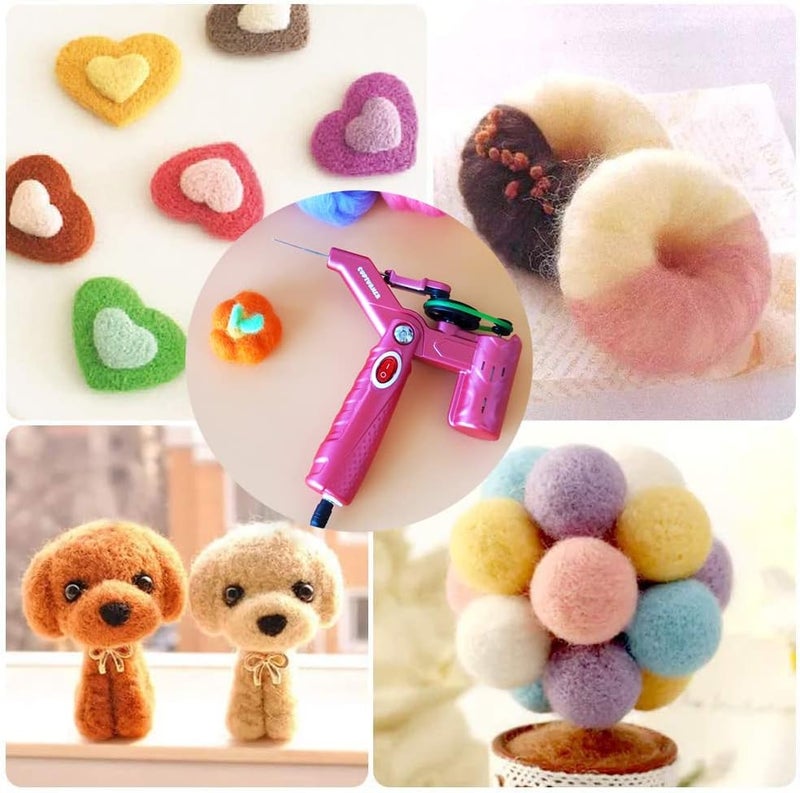 CUPTURNER Needle Felting Machine for Quick Felting, Electric Felting Needle Machine Kit with Speed Control, Needle Felting Tool for Wool Painting and Felted Animals, Pink - Image 5
